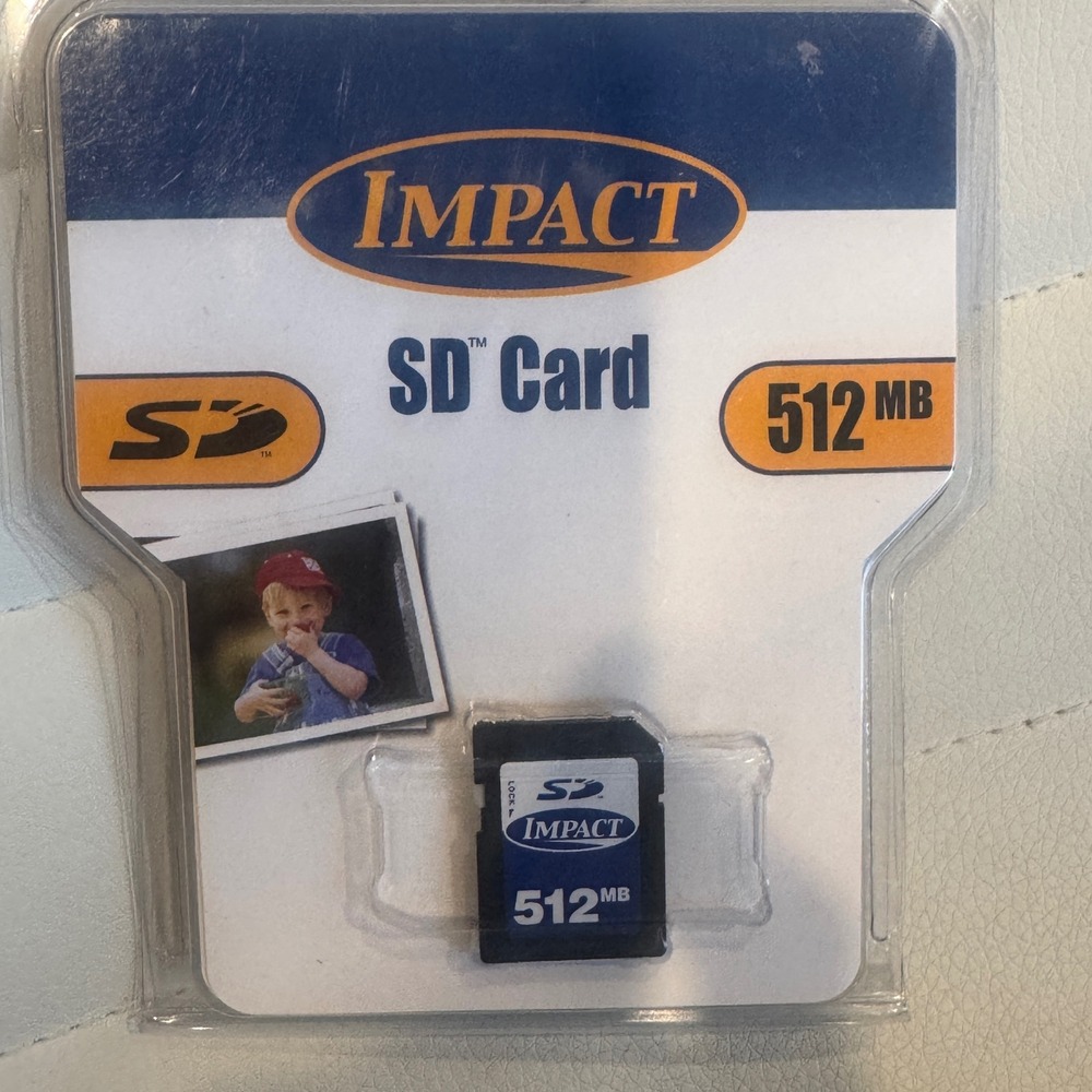 Impact SD Card 512MB Memory Storage Blue Black Vintage Tech Size 512MB